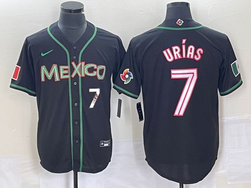 Men 2023 World Cub Mexico #7 Urias Black white Nike MLB Jersey33->more jerseys->MLB Jersey